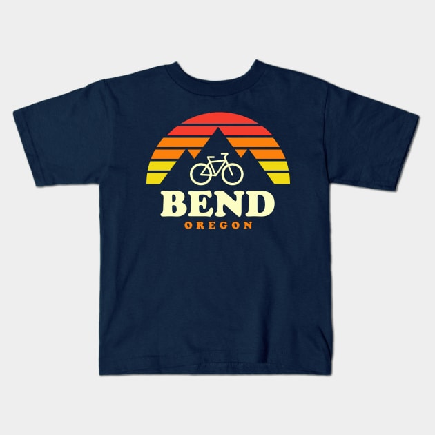 Bend Oregon Mountain Biking Bend Mtb Trails Retro Kids T-Shirt by PodDesignShop